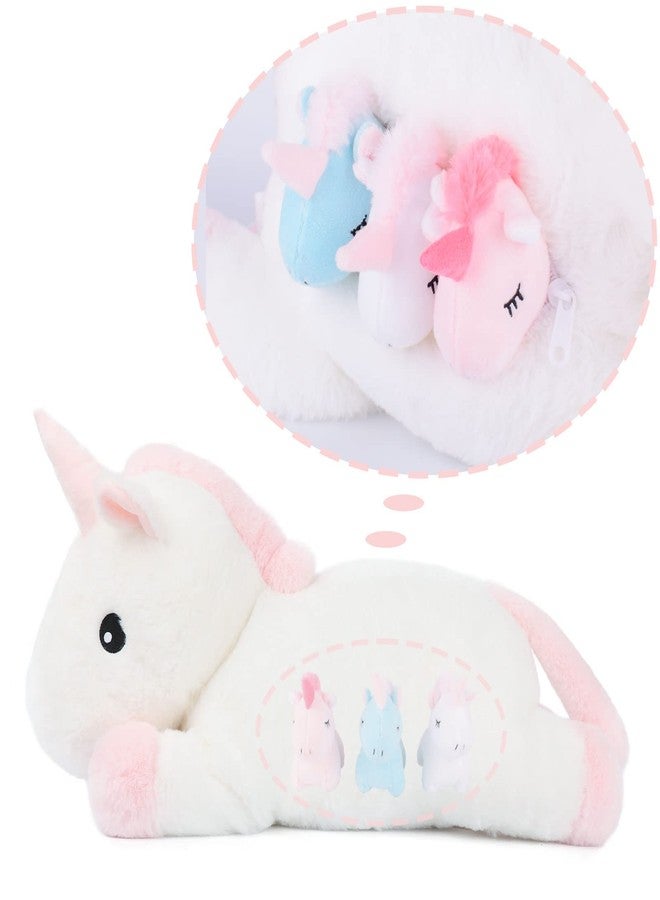 WEIGEDU Unicorn Toys for Girls Ages 1 2 3 4 5 6 7 8 Years, Mommy Stuffed Animal with 3 Babies Unicorns in Her Tummy, Soft Plush Toys Set for Baby Toddler Kids Valentines Birthday Gifts - Image 3